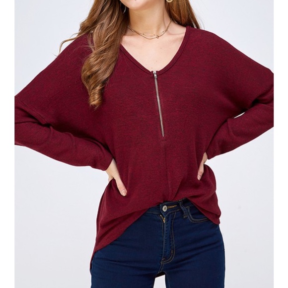 Burgundy Hacci Brush Top - Picture 2 of 3